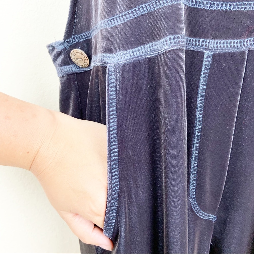 Vintage Carol Anderson Gray Blue Velvet Overalls - Picture 5 of 7
